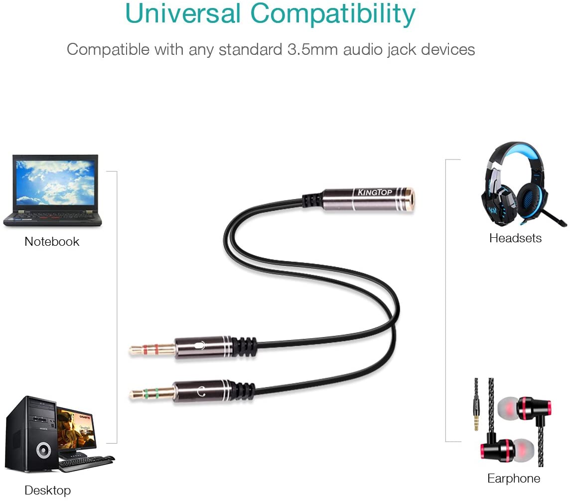 3,5 mm a 2 Cable de sonido estéreo Plug 30 cm Y Splitter Connector Adapter  para barra de sonido Altavoces de sistema perfke Cable de audio estéreo