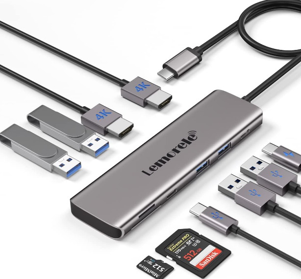 Adaptador USB C a HDMI dual, estación de acoplamiento USB C 10 en 1  Lemorele - Millenium Computer Systems